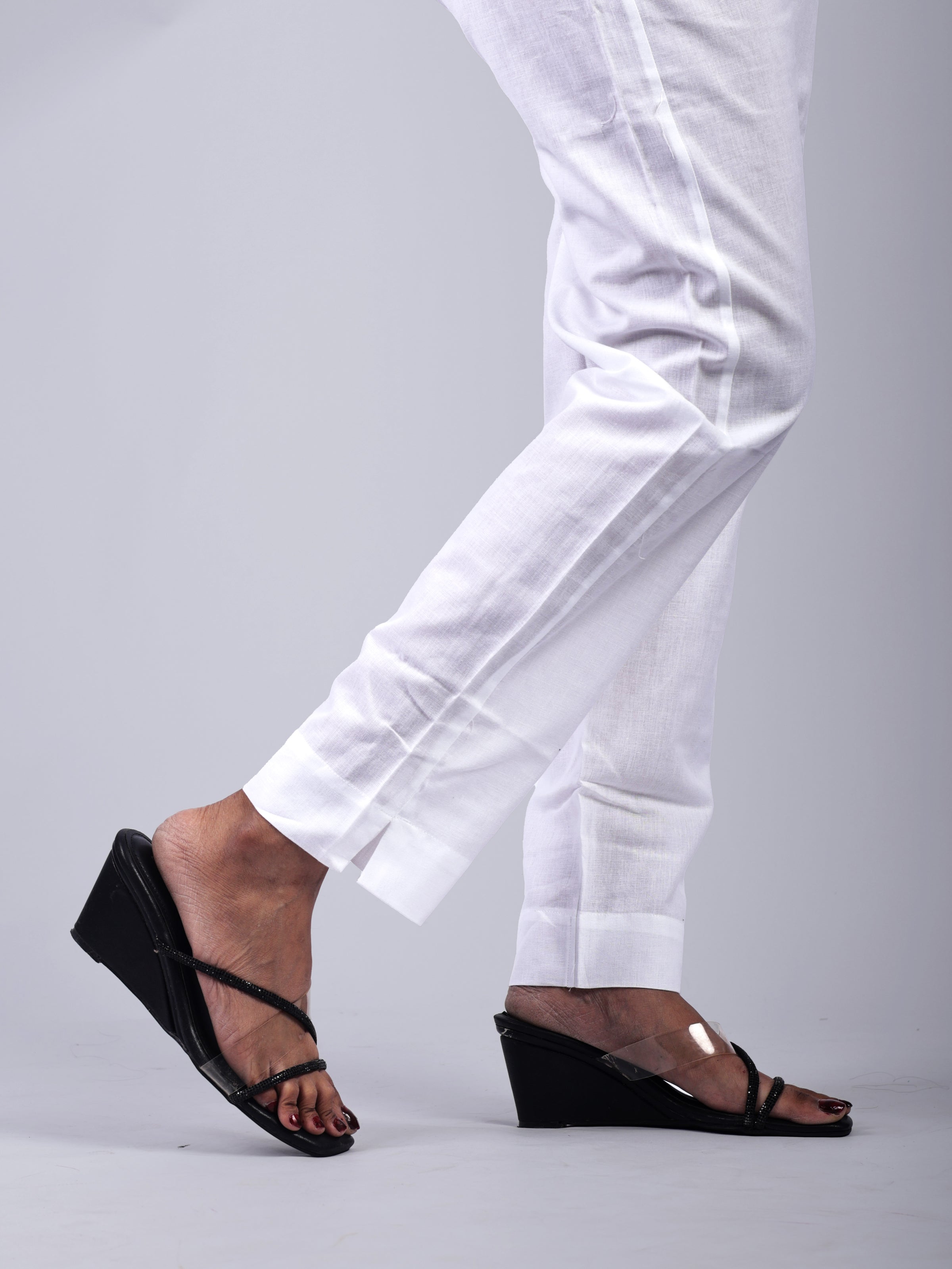 White True Cotton Kurti Pant