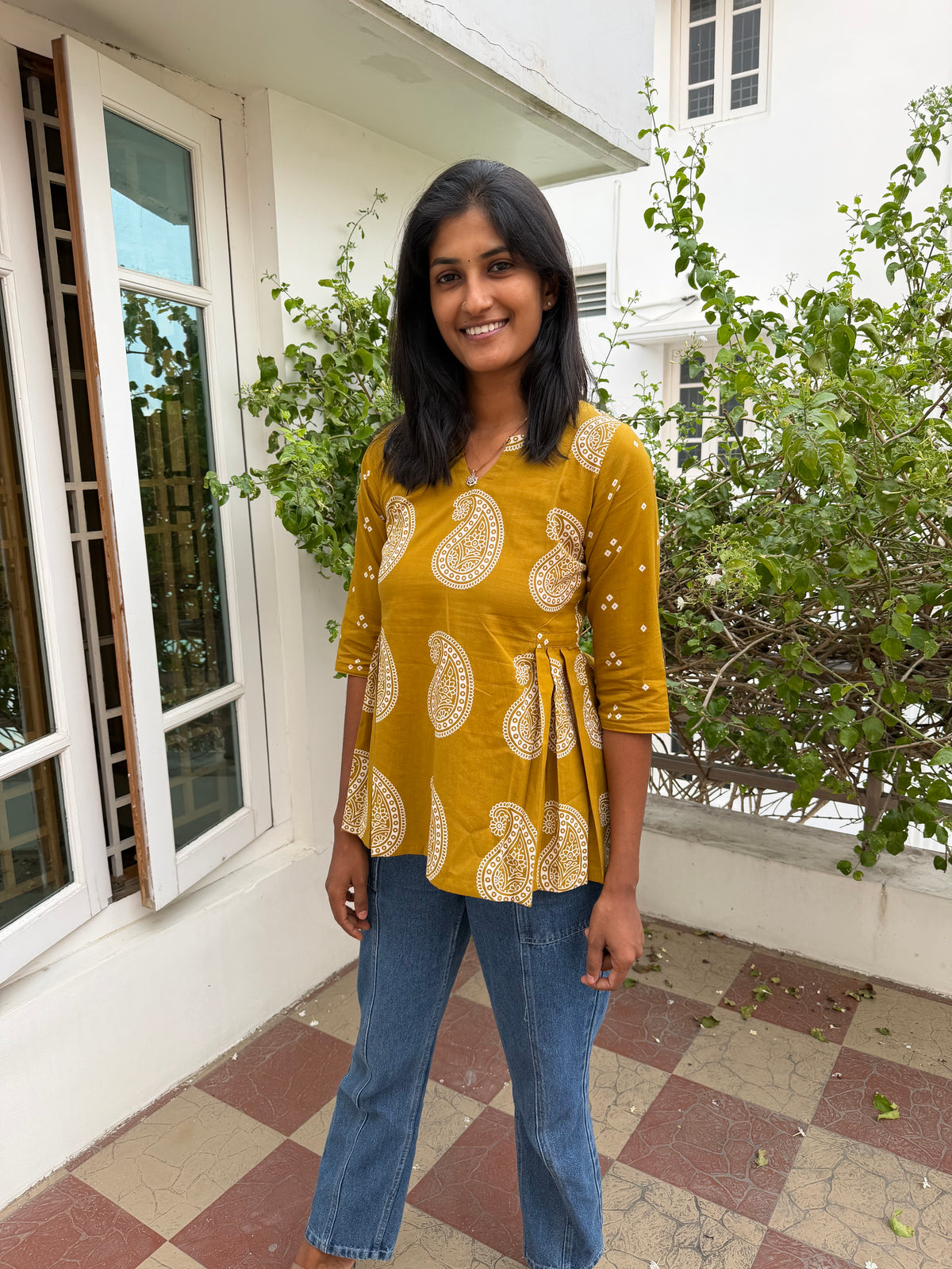 Yellow short top