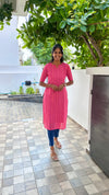 Pink and yellow kurti set