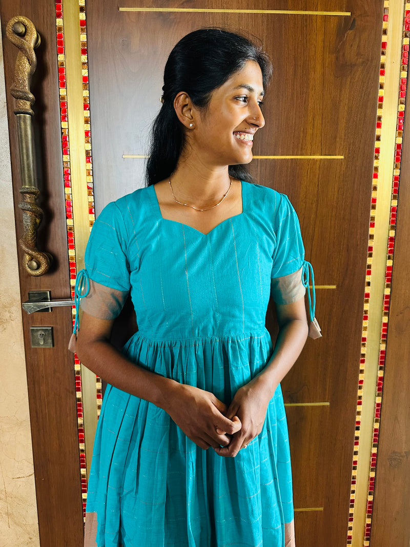 Ramar Green Cotton Handloom Maxi Dress