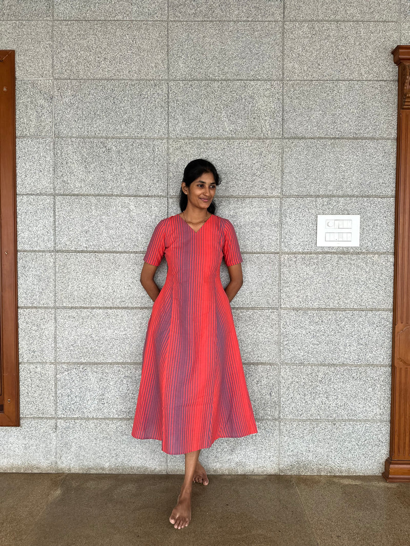 Stripe Red A line Maxi