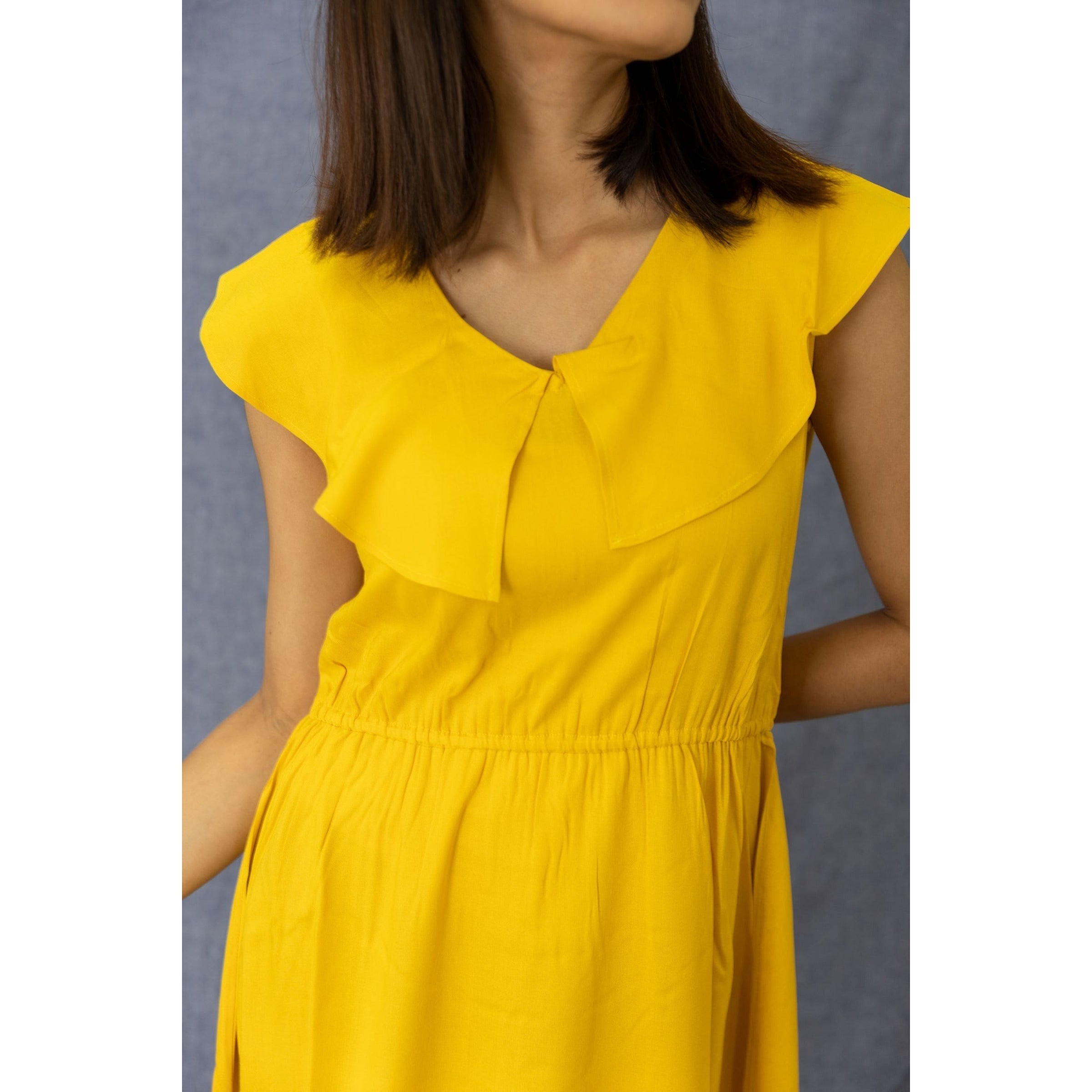 Mustard Yellow Ruffled Maxi Dress – 21C