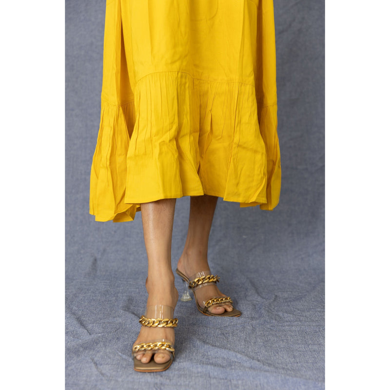 Mustard Yellow Ruffled Maxi Dress