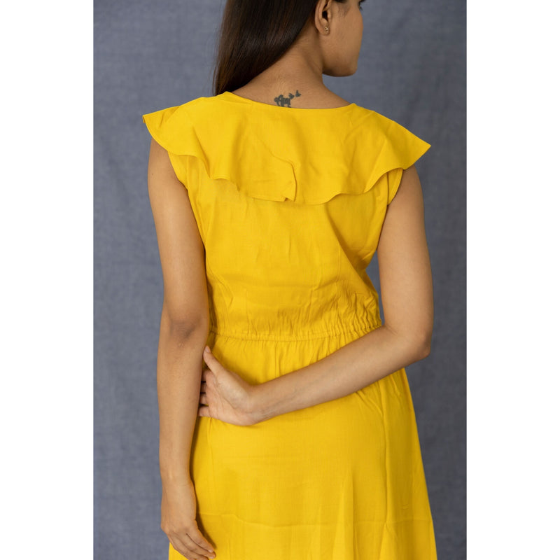 Mustard Yellow Ruffled Maxi Dress