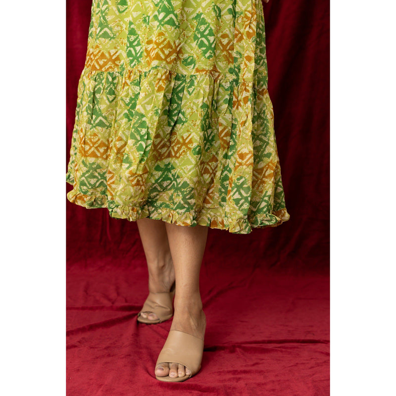 Majestic Green Tiered Maxi Dress