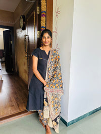 Cotton black A line with Kalamkari Set