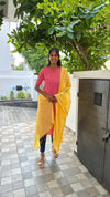Pink and yellow kurti set
