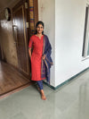 Red Handloom Kurti Set