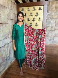 Green Kalamkari Kurti Set