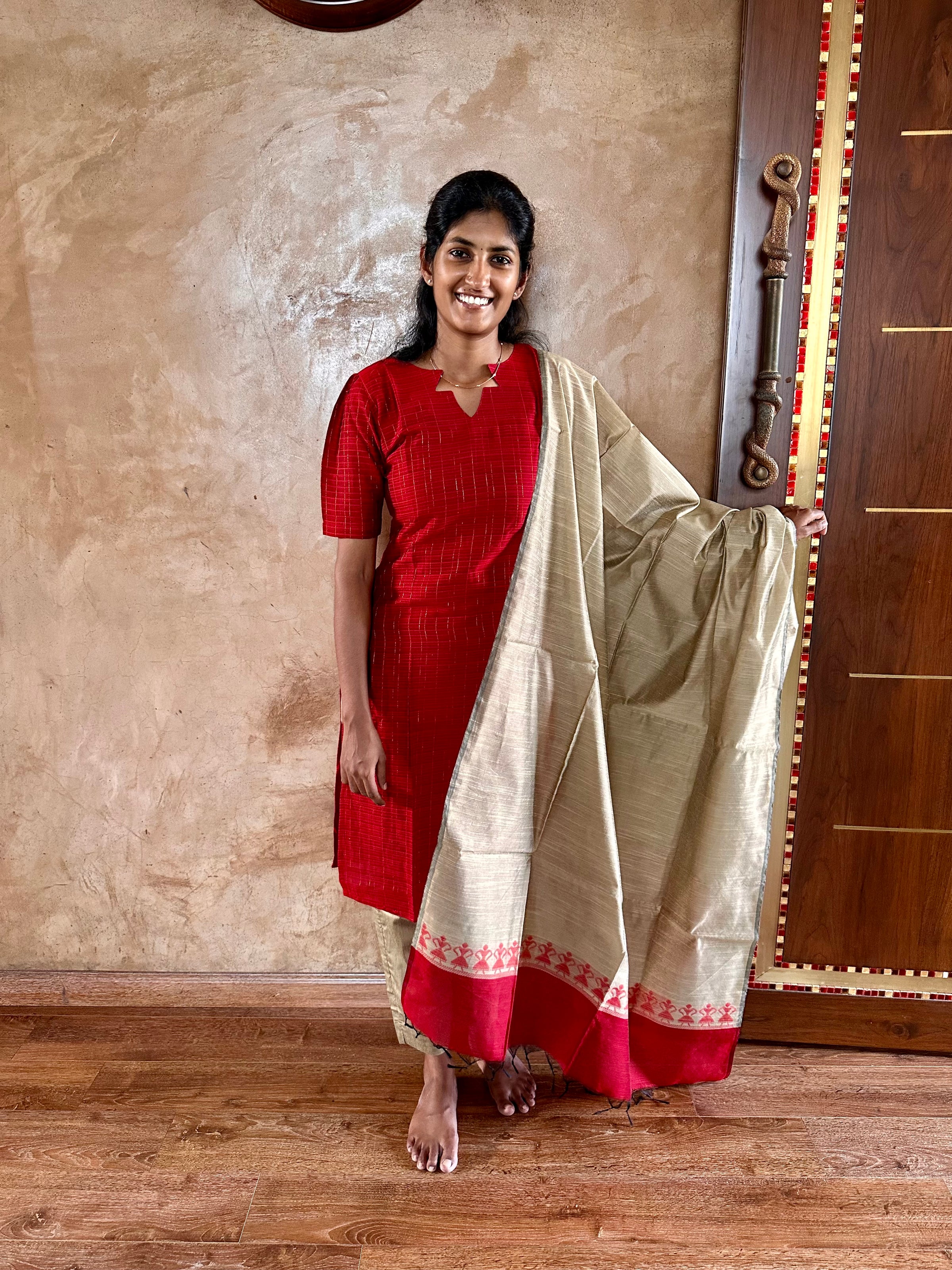 Red Zari Raw Silk Set