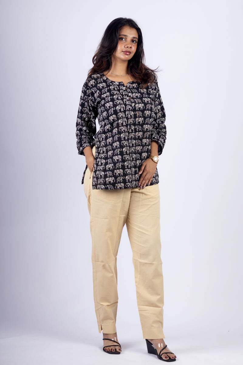 Beige True Cotton Kurti Pant