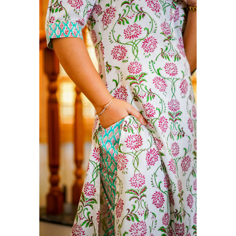 Floral Breeze Cotton Kurti Set