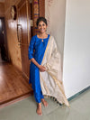 Ink Blue Raw silk Kurti Set