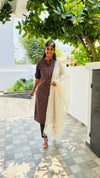 Zari Bloom Brown Kurti Set