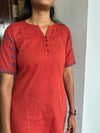 Red Handloom Kurti Set