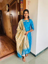 Blue silk Top and Dupatta