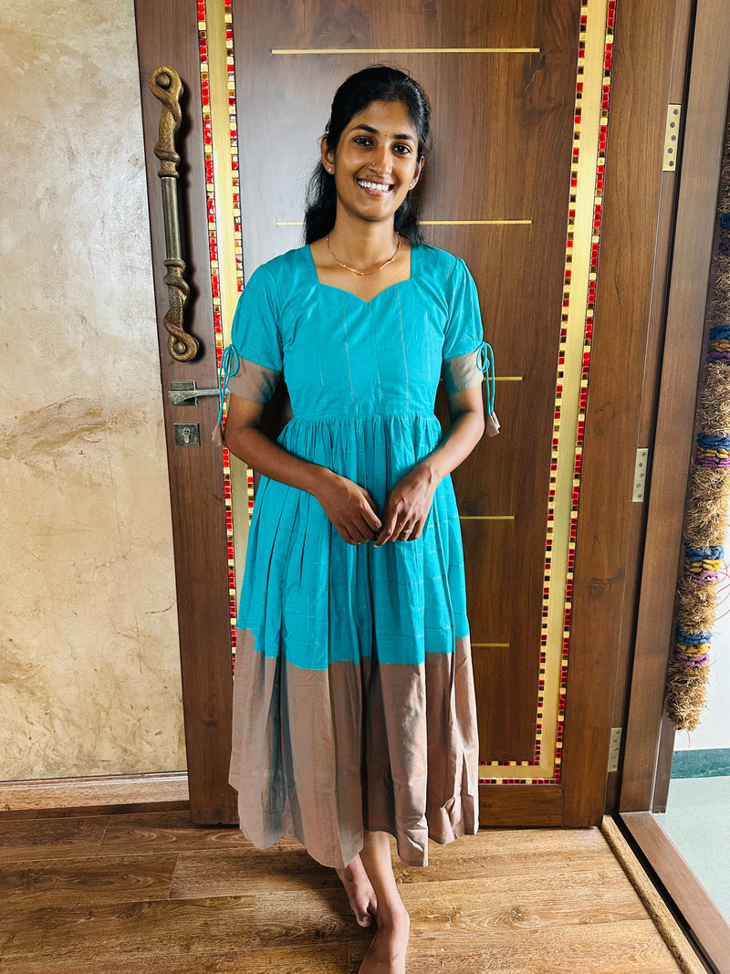 Ramar Green Cotton Handloom Maxi Dress