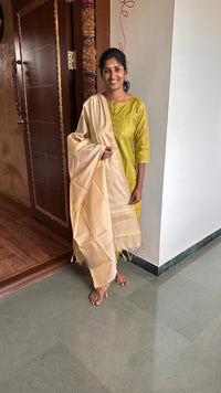 Green Raw Silk Kurti Set