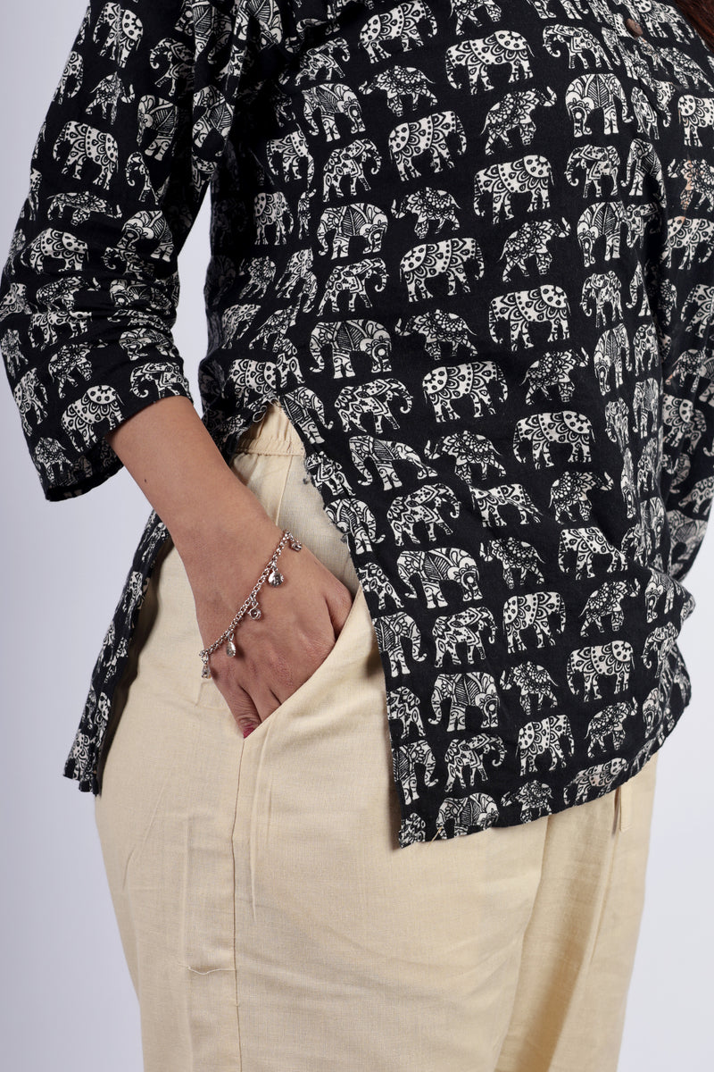 Beige True Cotton Kurti Pant