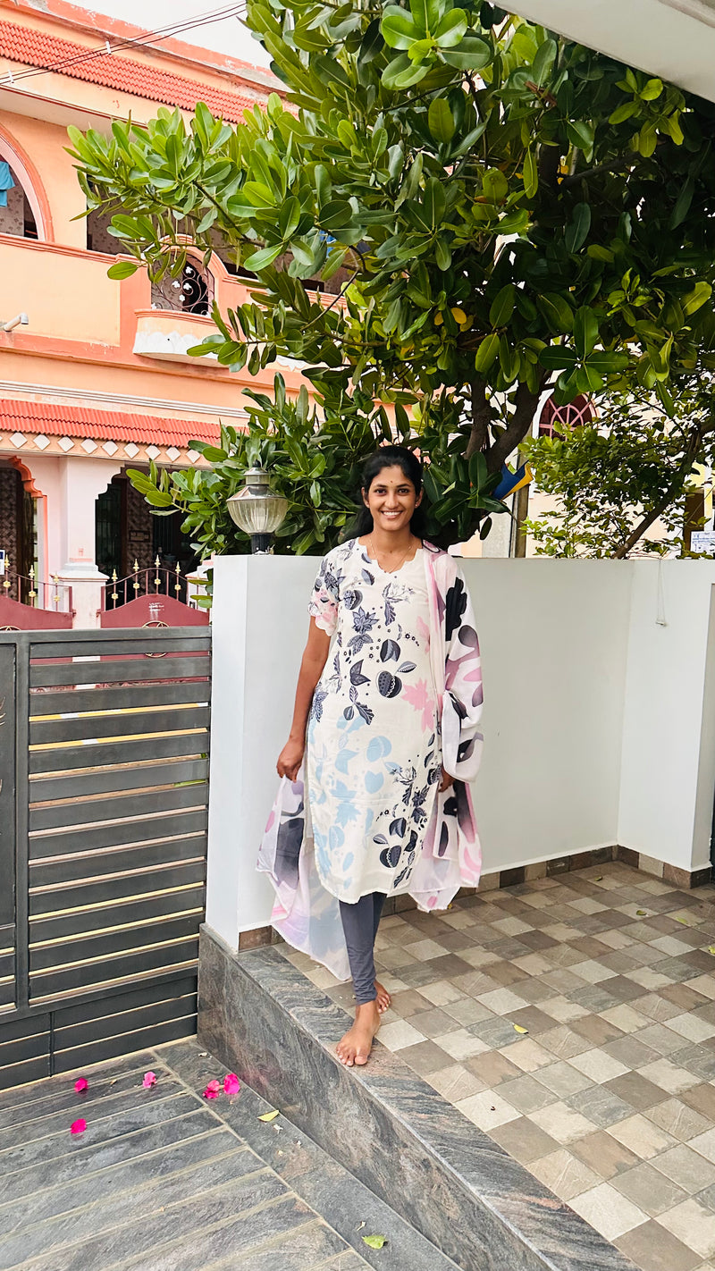 Multi Print Mul Mul Top and Dupatta