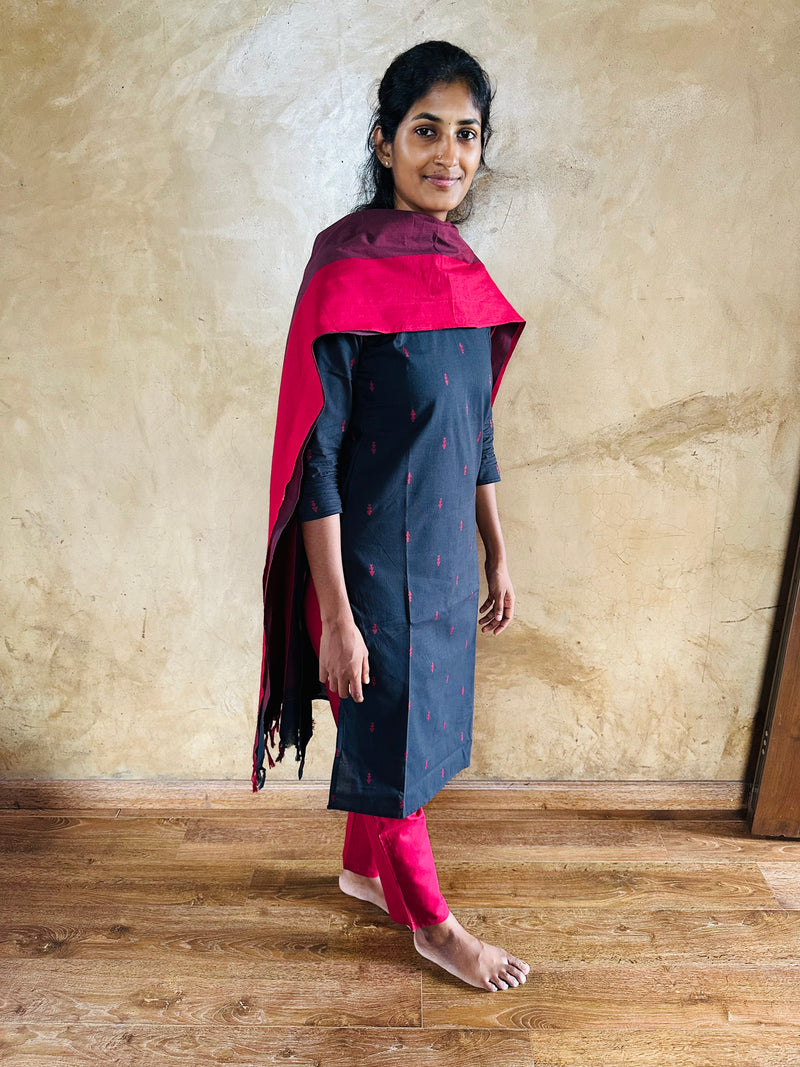 Classic Red and Black Kurti Set