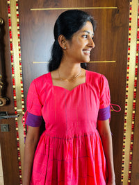 Rose Violet Cotton Handloom Maxi Dress