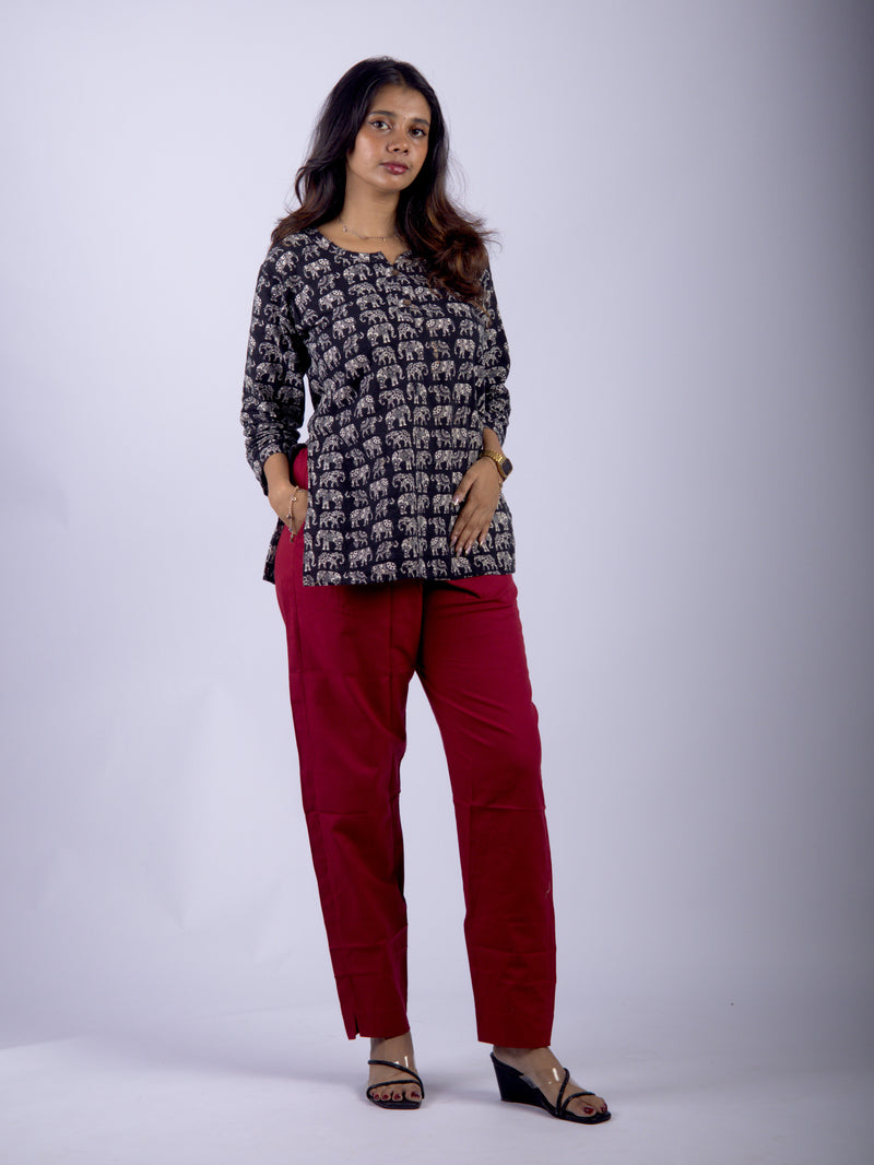 Maroon True Cotton Kurti Pant