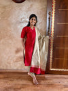 Red Zari Raw Silk Set