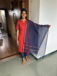 Red Handloom Kurti Set