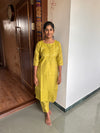 Green Raw Silk Kurti Set