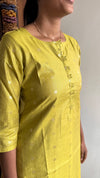 Green Raw Silk Kurti Set