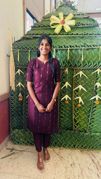 Premium Maroon Raw Silk Set