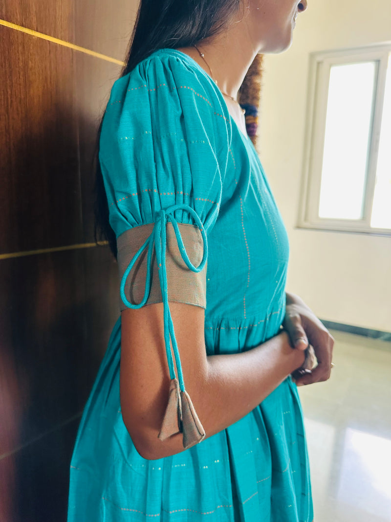 Ramar Green Cotton Handloom Maxi Dress