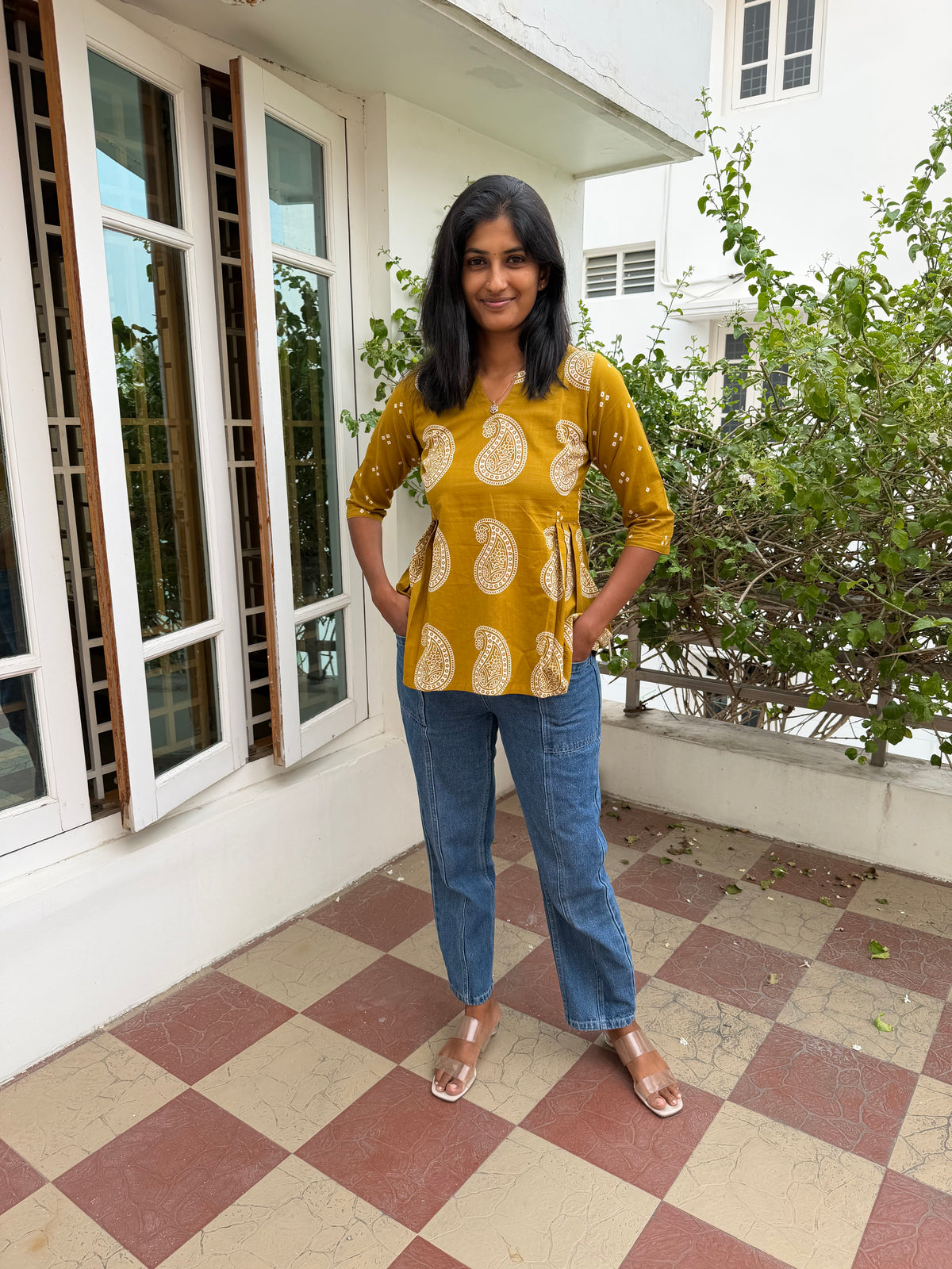 Yellow short top