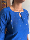 Ink Blue Raw silk Kurti Set