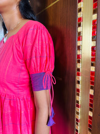 Rose Violet Cotton Handloom Maxi Dress