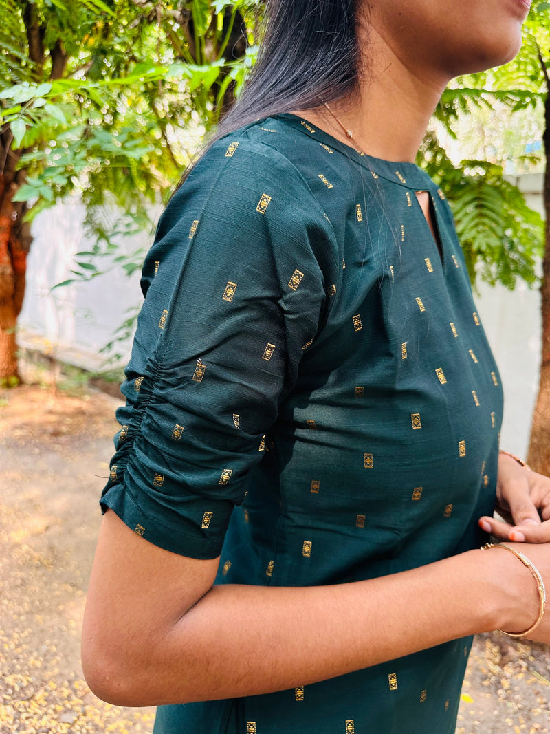 Emerald Grace Raw Silk Top