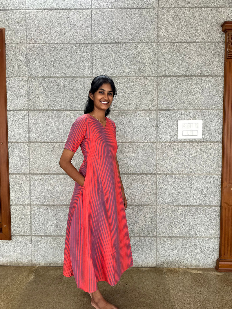 Stripe Red A line Maxi