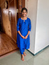 Ink Blue Raw silk Kurti Set