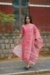 Blush Radiance Tissue Kurti Set