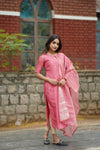 Blush Radiance Tissue Kurti Set