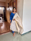Ink Blue Raw silk Kurti Set