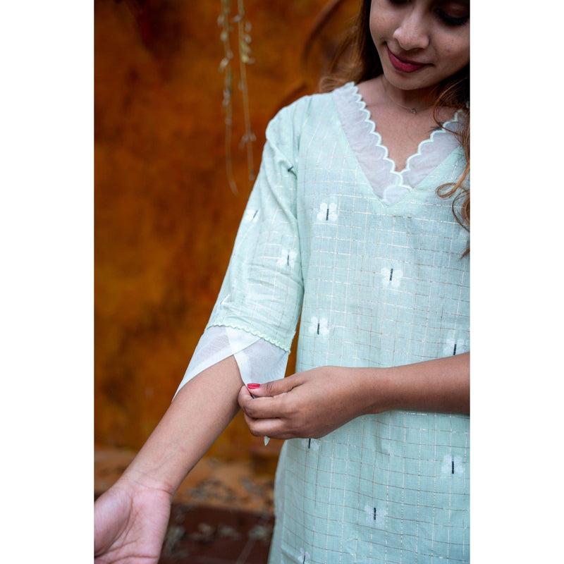 Checked Zari Elegance Kurti Set