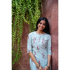 Floral Stripe Straight Kurti Set