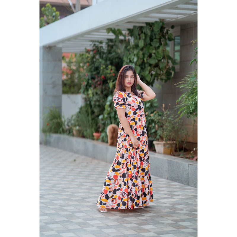 Vibrant Flow Tiered Maxi Dress