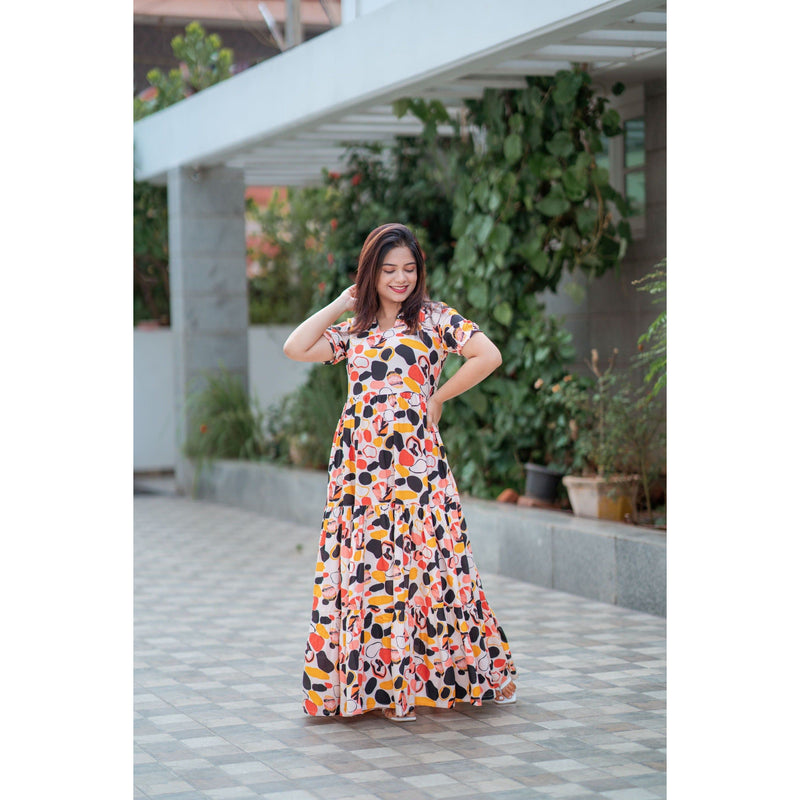 Vibrant Flow Tiered Maxi Dress