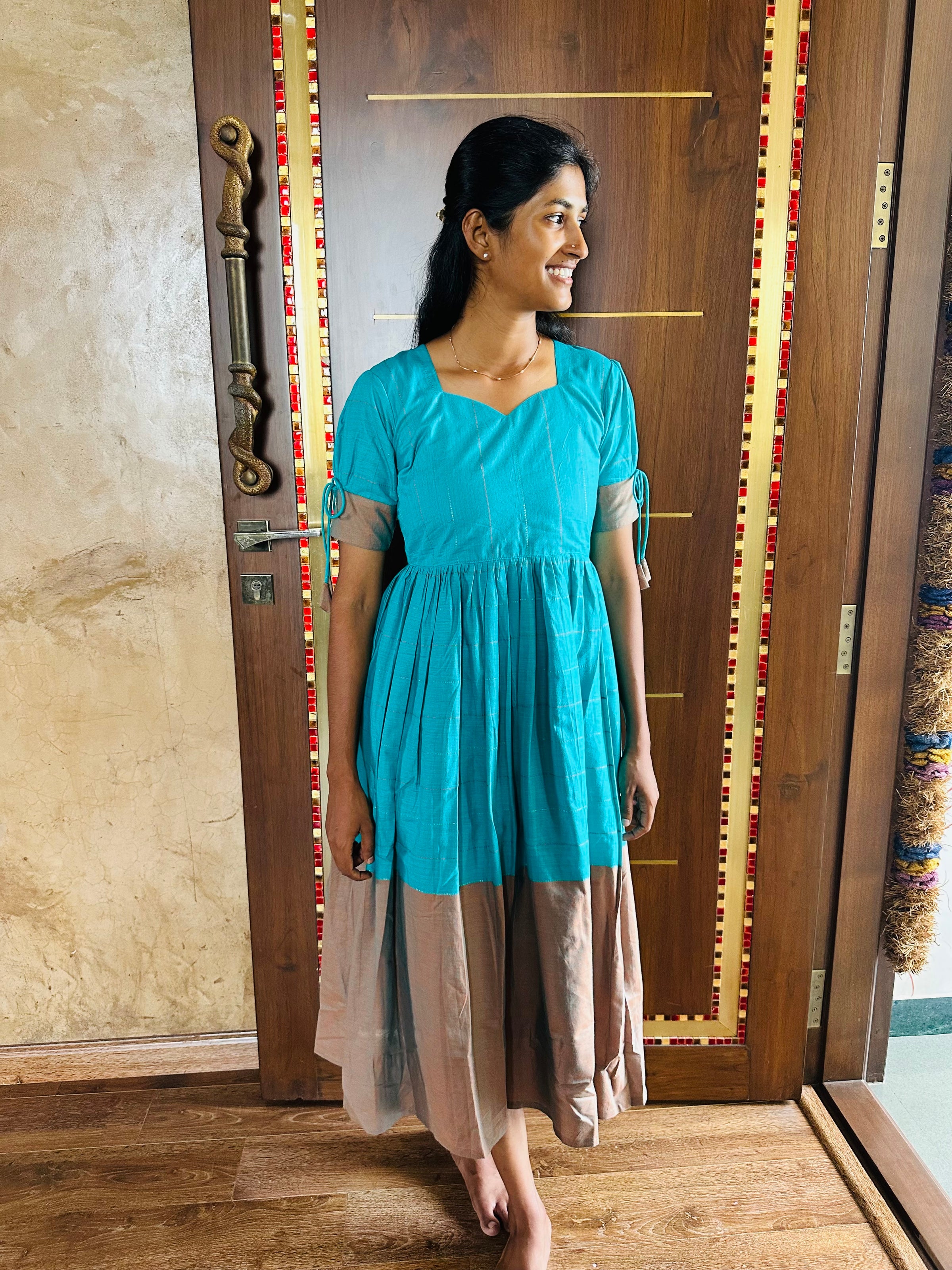 Ramar Green Cotton Handloom Maxi Dress – 21C - Main Image