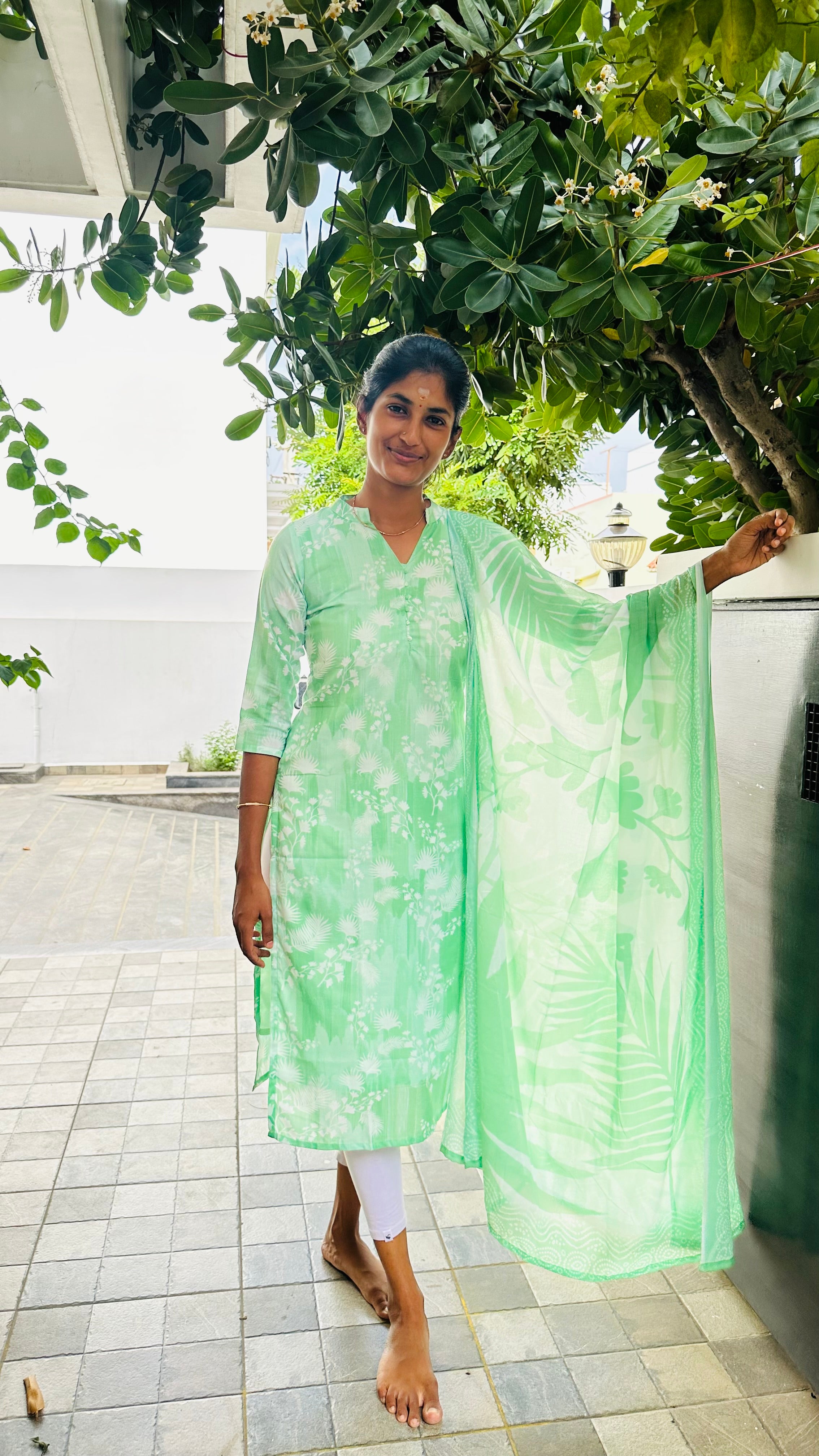 Green Floral Mul Mul