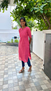 Pink and yellow kurti set