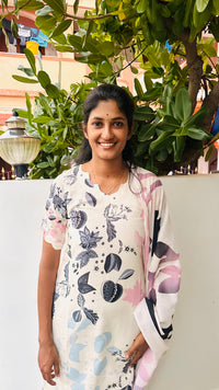 Multi Print Mul Mul Top and Dupatta